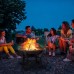 KingSo 22" Steel Outdoor Wood Burning Fire Pit BBQ Grill Steel Bowl with Round Mesh Spark Screen Cover
